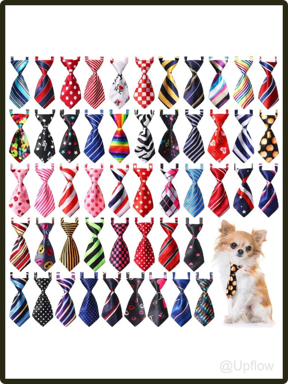 50 Pack Dog Neck Ties Adjustable Polyester Buckle Pet Dress Up Grooming Set